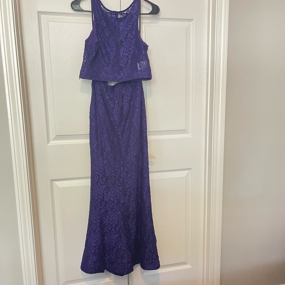 Jodi Kristopher 2-piece Glitter Lace Formal Size Small